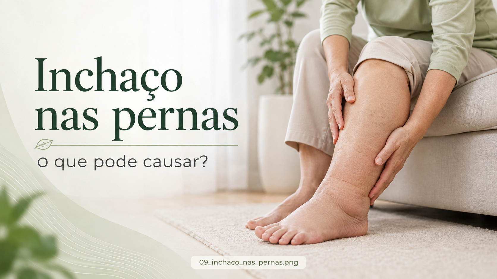 Pessoa observando inchaço na região das pernas e tornozelos