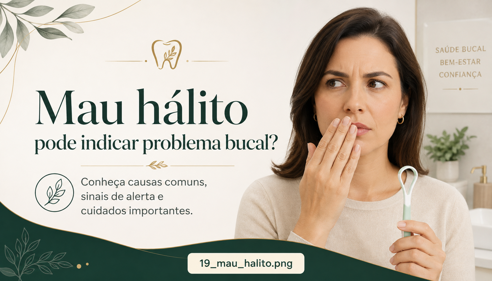 Pessoa cobrindo a boca durante conversa sobre mau hálito