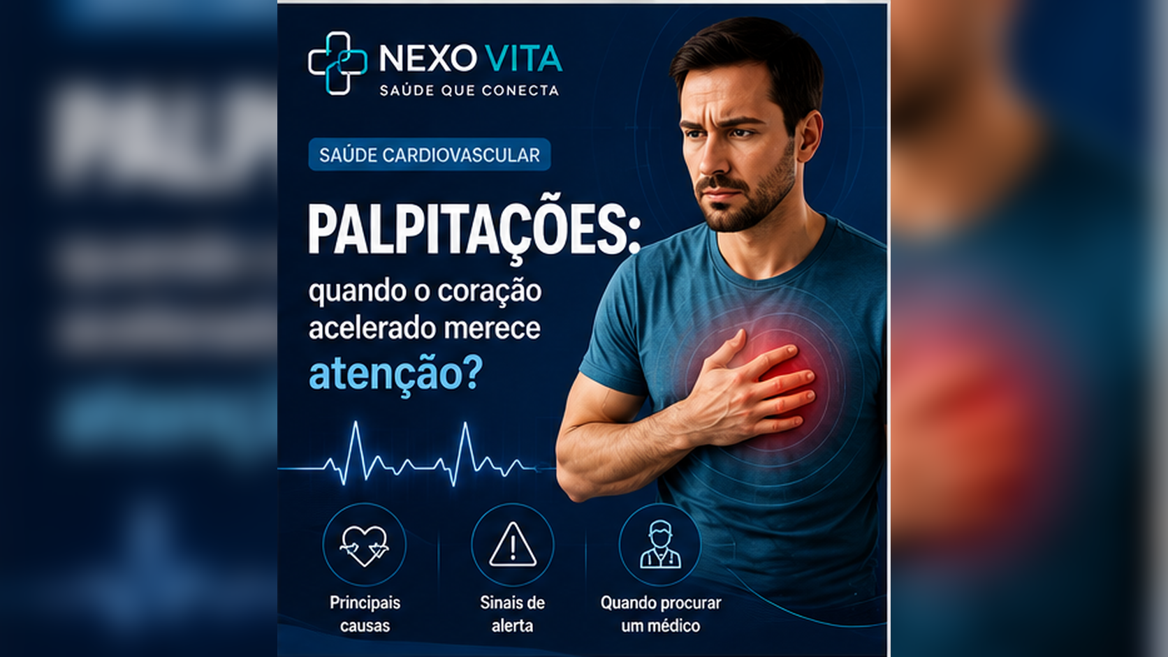 Pessoa percebendo batimentos cardíacos acelerados com a mão sobre o peito