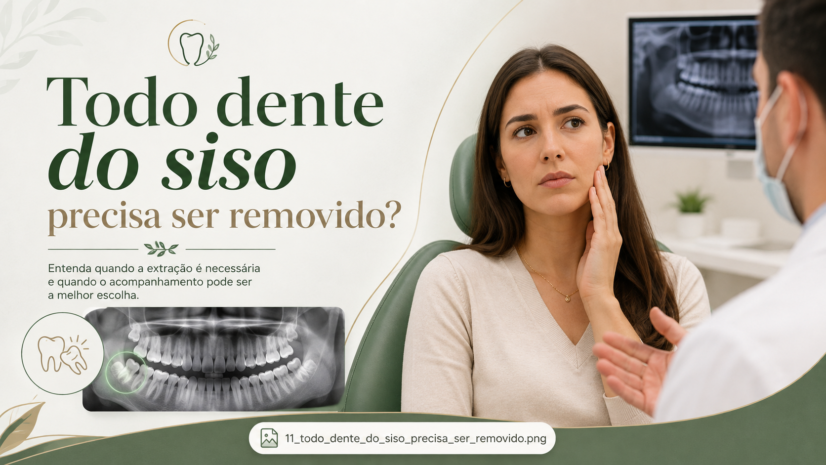 Radiografia e modelo odontológico relacionados ao dente do siso